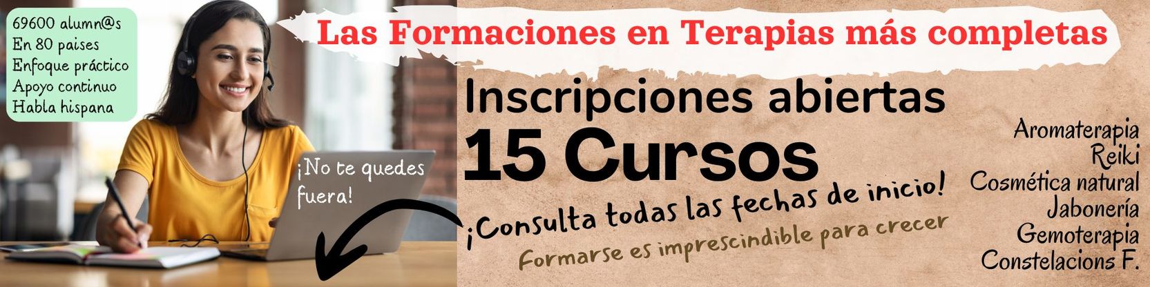 Inscripciones a los cursos de Terapias naturales